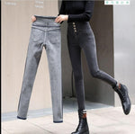 High Waist Thickening Skinny Denim Women Warm Stretch Pencil Jeans-Skinny Jeans-Arimonz-gray Velvet jeans-25-Arimonz