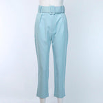 High Waist with Belt Office Pants-Pants-Arimonz-blue-S-Arimonz