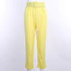 High Waist with Belt Office Pants-Pants-Arimonz-Yellow-S-Arimonz