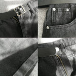 High Waist Women Blue Denim Shorts With Belt Casual Wide Leg Shorts-Denim Shorts-Arimonz-Arimonz