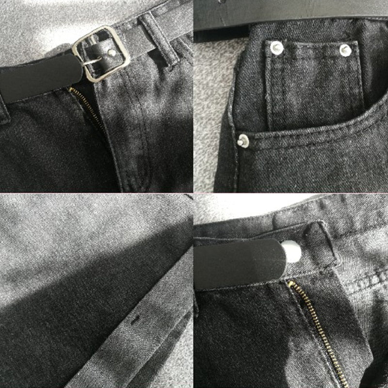 High Waist Women Blue Denim Shorts With Belt Casual Wide Leg Shorts-Denim Shorts-Arimonz-Arimonz