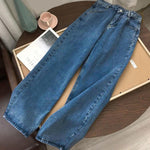 High Waist Women's Jeans Wide Leg Pants Trousers Mom Jeans-Straight Jeans-Arimonz-dark blue-S-Arimonz