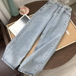 High Waist Women's Jeans Wide Leg Pants Trousers Mom Jeans-Straight Jeans-Arimonz-light blue-S-Arimonz