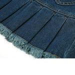 High Waist Y2k Pleated Denim Skirt Women Casual Blue Washed Mini Skirt-Denim Skirts-Arimonz-Arimonz
