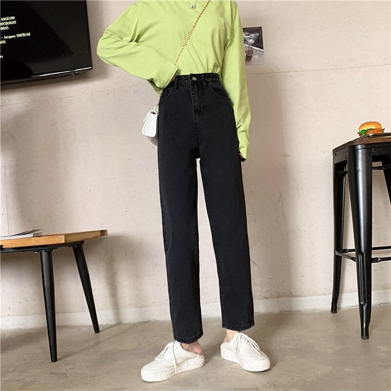 High Waisted Jeans for Women Straight Leg Denim Bottom Vintage Pants-Skinny Jeans-Arimonz-Arimonz