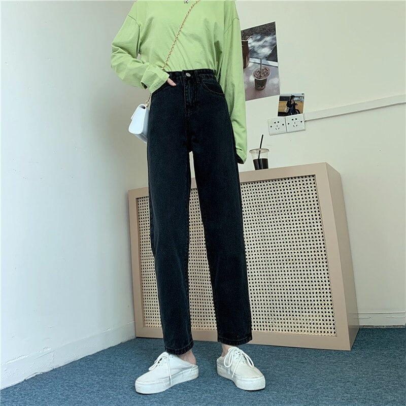 High Waisted Jeans for Women Straight Leg Denim Bottom Vintage Pants-Skinny Jeans-Arimonz-Arimonz