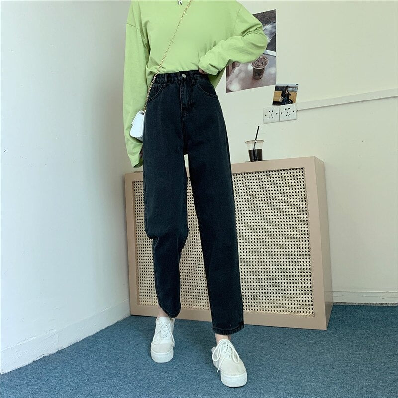 High Waisted Jeans for Women Straight Leg Denim Bottom Vintage Pants-Skinny Jeans-Arimonz-Arimonz