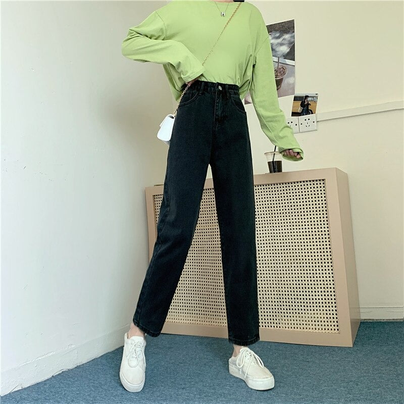 High Waisted Jeans for Women Straight Leg Denim Bottom Vintage Pants-Skinny Jeans-Arimonz-Arimonz