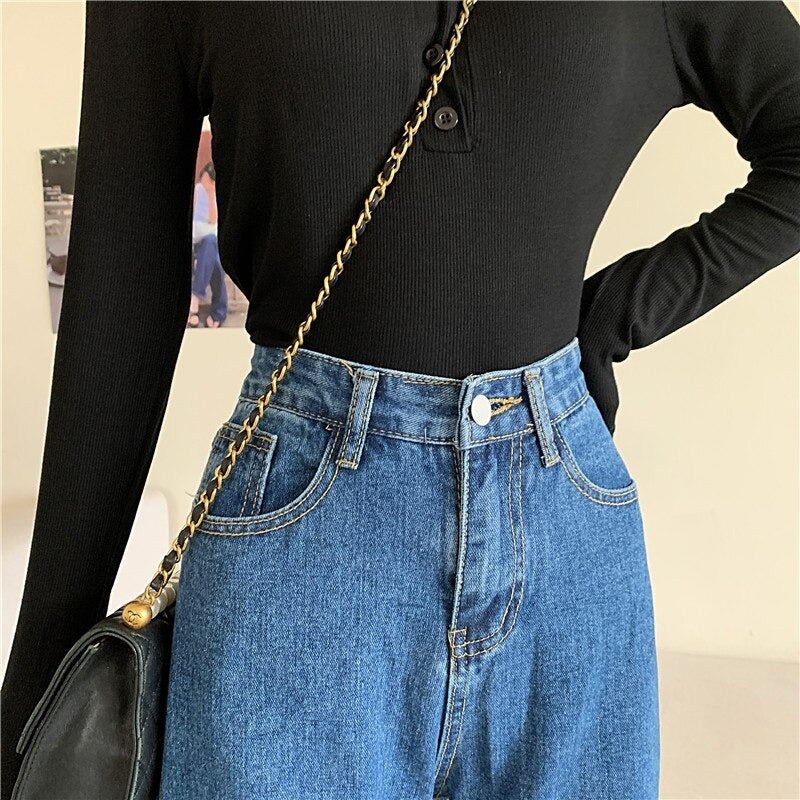 High Waisted Jeans for Women Straight Leg Denim Bottom Vintage Pants-Skinny Jeans-Arimonz-Arimonz