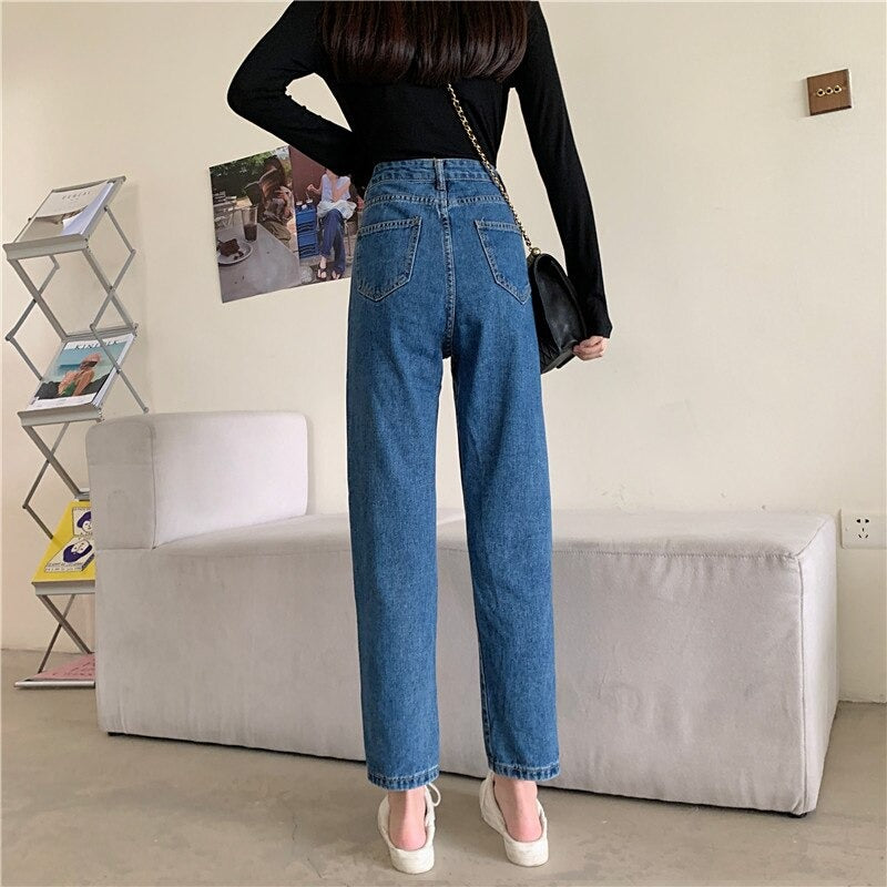 High Waisted Jeans for Women Straight Leg Denim Bottom Vintage Pants-Skinny Jeans-Arimonz-Arimonz