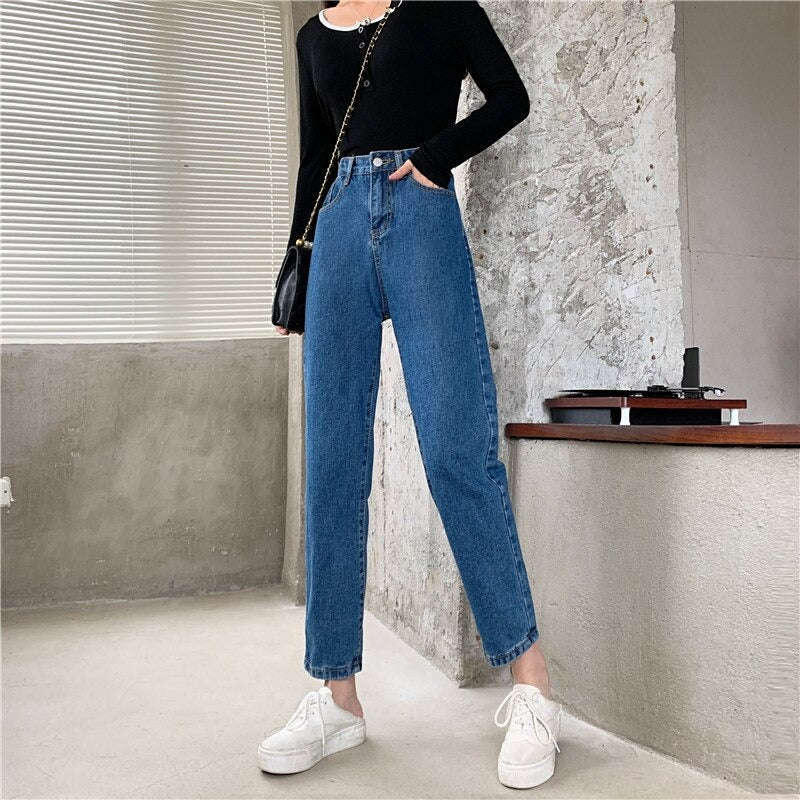 High Waisted Jeans for Women Straight Leg Denim Bottom Vintage Pants-Skinny Jeans-Arimonz-Arimonz