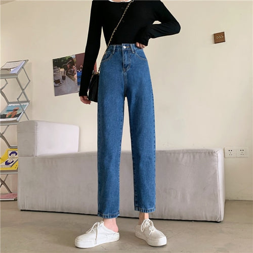 High Waisted Jeans for Women Straight Leg Denim Bottom Vintage Pants-Skinny Jeans-Arimonz-Arimonz