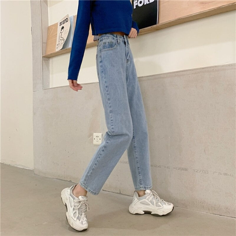 High Waisted Jeans for Women Straight Leg Denim Bottom Vintage Pants-Skinny Jeans-Arimonz-Arimonz