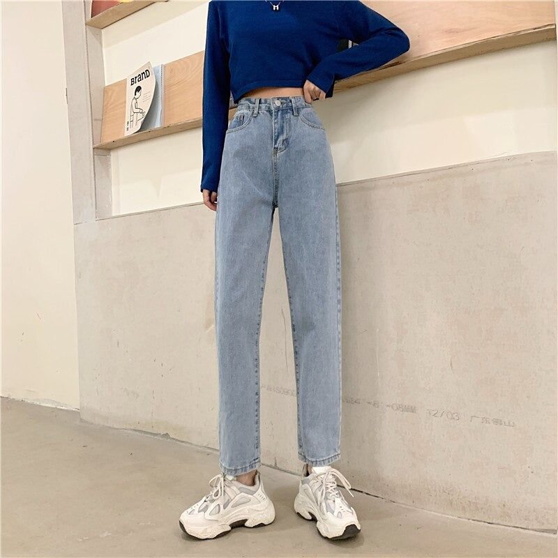 High Waisted Jeans for Women Straight Leg Denim Bottom Vintage Pants-Skinny Jeans-Arimonz-Arimonz