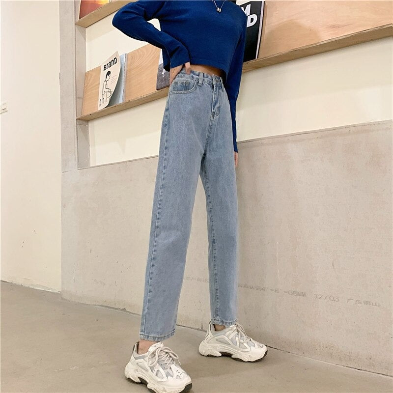 High Waisted Jeans for Women Straight Leg Denim Bottom Vintage Pants-Skinny Jeans-Arimonz-Arimonz