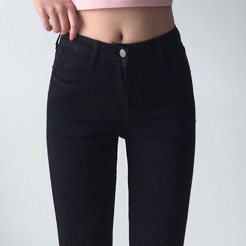 High Waisted Jeans Woman Stretchy Denim Trousers Skinny Pencil Jeans-Skinny Jeans-Arimonz-black-25-Arimonz