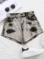 Hole Button Cotton Jean Shorts High Waist Skinny Ripped Denim Short-Denim Shorts-Arimonz-Gray-XS-Arimonz