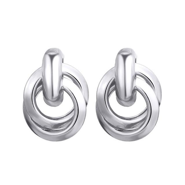 Hollow Geometric Dangle Earrings-Earrings-Arimonz-Silver-Arimonz