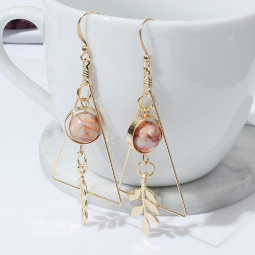 Hollow Out Triangle Earrings For Woman Leaf Earrings Fashionable Jewelry-Earrings-Arimonz-Arimonz