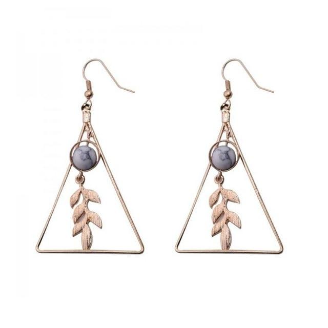 Hollow Out Triangle Earrings For Woman Leaf Earrings Fashionable Jewelry-Earrings-Arimonz-Gray-Arimonz