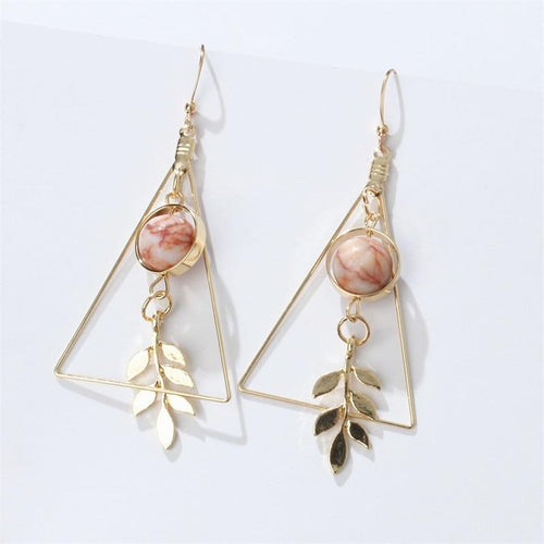 Hollow Out Triangle Earrings For Woman Leaf Earrings Fashionable Jewelry-Earrings-Arimonz-Arimonz