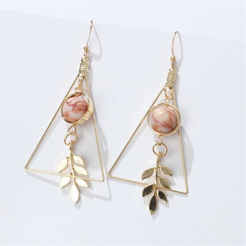Hollow Out Triangle Earrings For Woman Leaf Earrings Fashionable Jewelry-Earrings-Arimonz-Arimonz