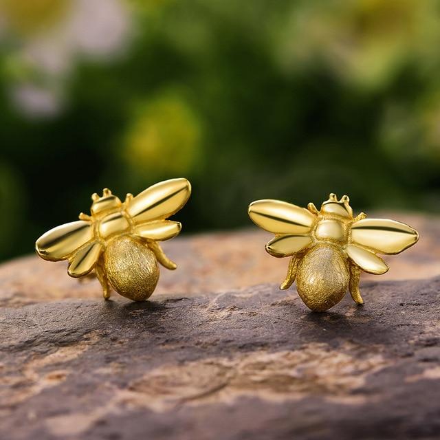 Honeybee Stud Earrings for Women Cute Fine Jewelry-Earrings-Arimonz-Gold-Arimonz