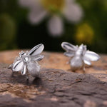 Honeybee Stud Earrings for Women Cute Fine Jewelry-Earrings-Arimonz-Silver-Arimonz