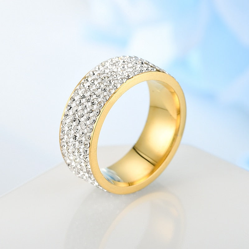 Iced Out Bling Ring Stainless Steel Fashion Rings for Women-Rings-Arimonz-Arimonz