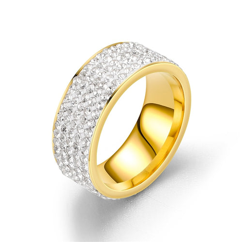 Iced Out Bling Ring Stainless Steel Fashion Rings for Women-Rings-Arimonz-7-Gold Color-Arimonz