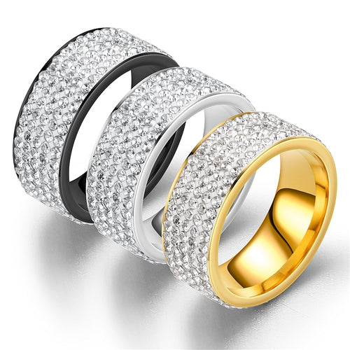 Iced Out Bling Ring Stainless Steel Fashion Rings for Women-Rings-Arimonz-Arimonz