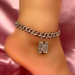 Initial Letters Pendants Cuban Link Chain Letter Anklet For Women-Anklets-Arimonz-Arimonz