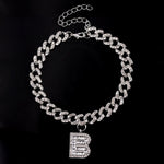 Initial Letters Pendants Cuban Link Chain Letter Anklet For Women-Anklets-Arimonz-B-Silver-Arimonz
