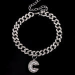 Initial Letters Pendants Cuban Link Chain Letter Anklet For Women-Anklets-Arimonz-C-Silver-Arimonz