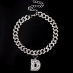 Initial Letters Pendants Cuban Link Chain Letter Anklet For Women-Anklets-Arimonz-D-Silver-Arimonz