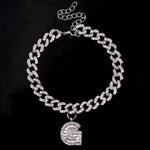 Initial Letters Pendants Cuban Link Chain Letter Anklet For Women-Anklets-Arimonz-G-Silver-Arimonz