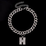 Initial Letters Pendants Cuban Link Chain Letter Anklet For Women-Anklets-Arimonz-H-Silver-Arimonz