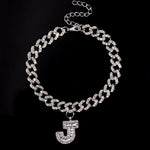 Initial Letters Pendants Cuban Link Chain Letter Anklet For Women-Anklets-Arimonz-J-Silver-Arimonz