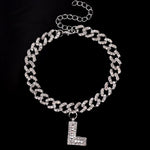 Initial Letters Pendants Cuban Link Chain Letter Anklet For Women-Anklets-Arimonz-L-Silver-Arimonz