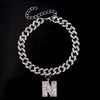 Initial Letters Pendants Cuban Link Chain Letter Anklet For Women-Anklets-Arimonz-N-Silver-Arimonz