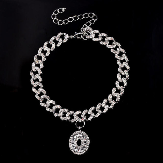 Initial Letters Pendants Cuban Link Chain Letter Anklet For Women-Anklets-Arimonz-O-Silver-Arimonz