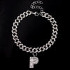 Initial Letters Pendants Cuban Link Chain Letter Anklet For Women-Anklets-Arimonz-P-Silver-Arimonz