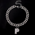 Initial Letters Pendants Cuban Link Chain Letter Anklet For Women-Anklets-Arimonz-P-Silver-Arimonz