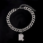 Initial Letters Pendants Cuban Link Chain Letter Anklet For Women-Anklets-Arimonz-R-Silver-Arimonz