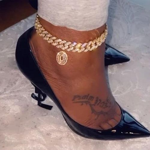 Initial Letters Pendants Cuban Link Chain Letter Anklet For Women-Anklets-Arimonz-Arimonz