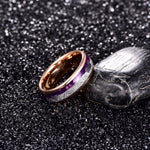 Inlaid Meteorite Purple Agate Ring-Rings-Arimonz-Arimonz