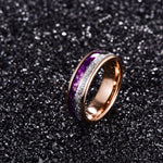 Inlaid Meteorite Purple Agate Ring-Rings-Arimonz-Arimonz