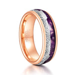 Inlaid Meteorite Purple Agate Ring-Rings-Arimonz-Arimonz