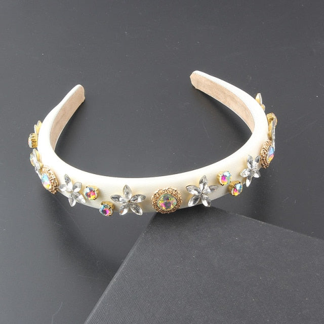 Inlaid Rhinestone Gorgeous Headband Ladies Street Hair Accessories-Hair Accessories-Arimonz-White-Arimonz