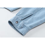 Irregular Spliced Denim Shirt Coat Long Sleeve Pocket Jean Jacket-Jean Jackets-Arimonz-Arimonz